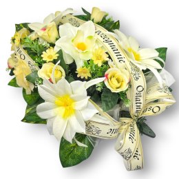 DUŻA WIĄZANKA NA POGRZEB KWIATY WIENIEC Z DOWOLNYM NAPISEM NA SZARFIE