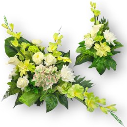 Kompozycja kwiatowa komplet zestaw stroiki na cmentarz grób