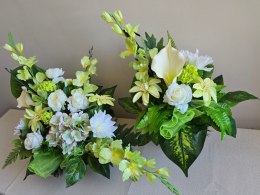 Kompozycja kwiatowa komplet zestaw stroiki na cmentarz grób