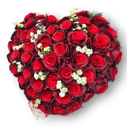 PRZEPIĘKNE DUŻE SERCE XL Z CZERWONYCH RÓŻ NA CMENTARZ WSZYSTKICH ŚWIĘTYCH