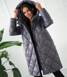 Ciepły płaszcz zimowy damski Pikowany Ocieplany MELANIA (Fioletowy)