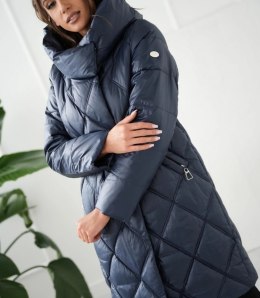 Ciepły płaszcz zimowy damski Pikowany Ocieplany MELANIA (Granatowy)