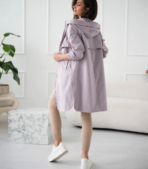 Damski płaszcz trencz przejściowa parka WIKTORIA (Fioletowy)