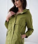 Damski płaszcz trencz przejściowa parka WIKTORIA (Zielony)