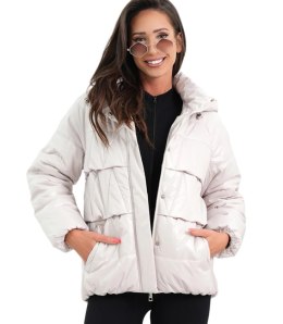 Ocieplana kurtka damska bomberka z pikowaniem JAGNA (Beżowy)