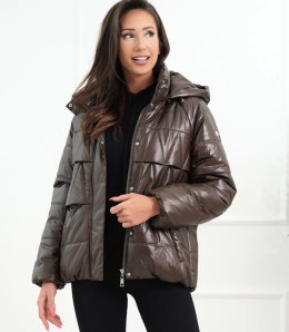 Ocieplana kurtka damska bomberka z pikowaniem JAGNA (Brązowy)