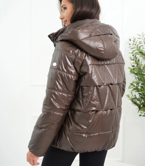 Ocieplana kurtka damska bomberka z pikowaniem JAGNA (Brązowy)