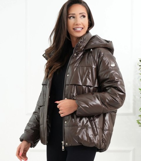 Ocieplana kurtka damska bomberka z pikowaniem JAGNA (Brązowy)