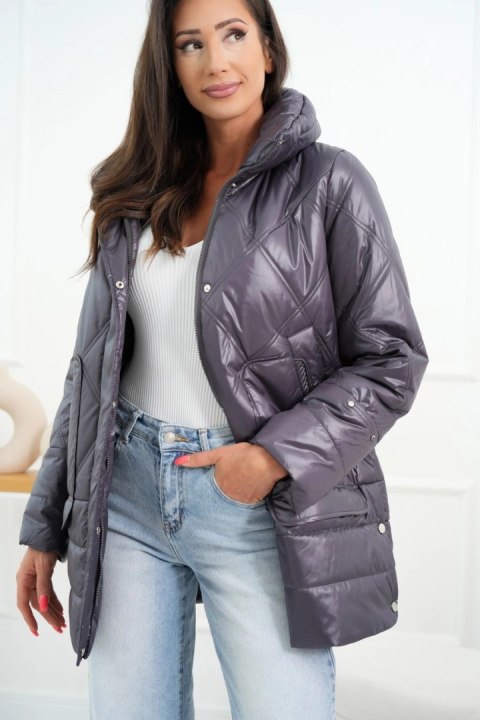 Damska kurta przejściowa lekko ocieplana TERESA (Szary)