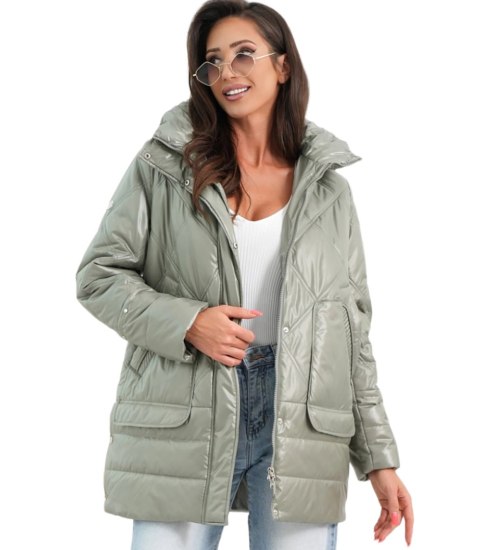 Damska kurta przejściowa lekko ocieplana TERESA (Zielony)