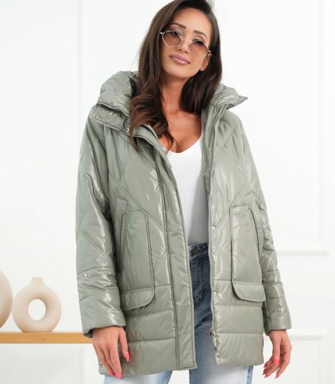 Damska kurta przejściowa lekko ocieplana TERESA (Zielony)