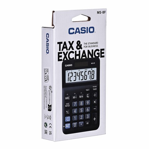 Casio Kalkulator biurowy MS-8F, 8-cyfrowy, 103x147x28,8mm, czarny Casio Kalkulator biurowy MS-8F, 8-cyfrowy, 103x147x28,8mm, czarny