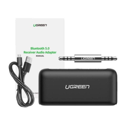 Ugreen Odbiornik dźwięku adapter audio Bluetooth 5.0 - 3,5 mm mini jack do samochodu (czarny) Ugreen Odbiornik dźwięku adapter audio Bluetooth 5.0 - 3,5 mm mini jack do samochodu (czarny)