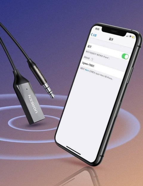 Ugreen Odbiornik dźwięku adapter audio Bluetooth 5.3 USB-3,5 mm mini jack (czarny) Ugreen Odbiornik dźwięku adapter audio Bluetooth 5.3 USB-3,5 mm mini jack (czarny)