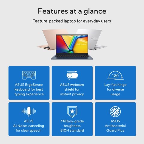ASUS Vivobook 15 X1504VA-BQ2947 Core 5 120U 15.6"FHD IPS-level Panel 60Hz 250nits AG 16GB DDR4 SSD512 Intel Graphics WLAN+BT Cam ASUS Vivobook 15 X1504VA-BQ2947 Core 5 120U 15.6"FHD IPS-level Panel 60Hz 250nits AG 16GB DDR4 SSD512 Intel Graphics WLAN+BT Cam