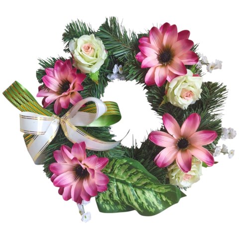 OKRĄGŁY STROIK WIĄZANKA WIANEK NA CMENTARZ DEKORACJA POD ZNICZ