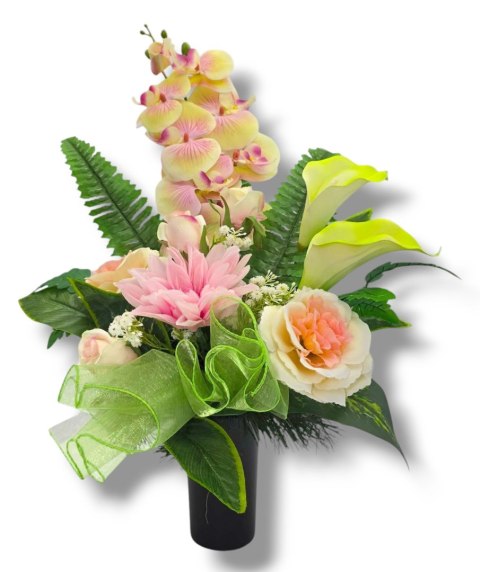 PREMIUM BUKIET ZE STORCZYKIEM WKŁAD DO WAZONU KWIATY NA CMENTARZ GRÓB POMNIK