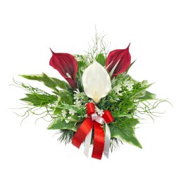 Stroik na cmentarz kwiaty na grób pomnik mała misa z obciążeniem