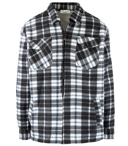 Ciepła polarowa koszula męska w kratę ocieplana futerkiem (Biały || Czarny) 4XL