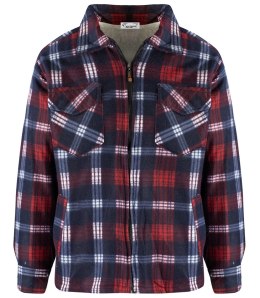 Ciepła polarowa koszula męska w kratę ocieplana futerkiem (Czerwony || Niebieski) 4XL
