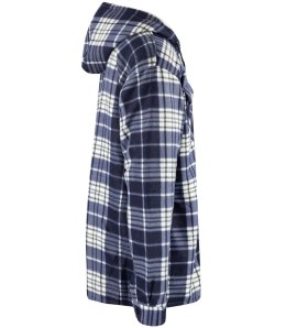Ciepła polarowa koszula męska w kratę z kapturem ocieplana futerkiem (Niebieski) 3XL