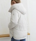 Kurtka zimowa damska pikowana z kapturem KORNELIA (Biały)