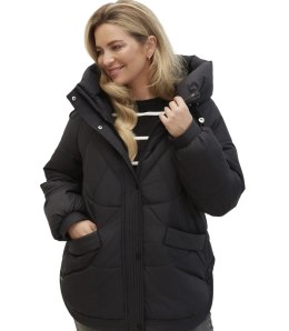 Kurtka zimowa damska pikowana z kapturem KORNELIA (Czarny)