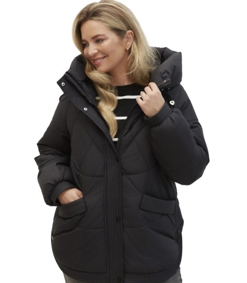 Kurtka zimowa damska pikowana z kapturem KORNELIA (Czarny)