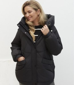 Kurtka zimowa damska pikowana z kapturem KORNELIA (Czarny)