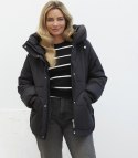 Kurtka zimowa damska pikowana z kapturem KORNELIA (Czarny)