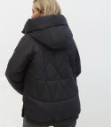 Kurtka zimowa damska pikowana z kapturem KORNELIA (Czarny)