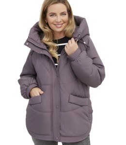 Kurtka zimowa damska pikowana z kapturem KORNELIA (Fioletowy)