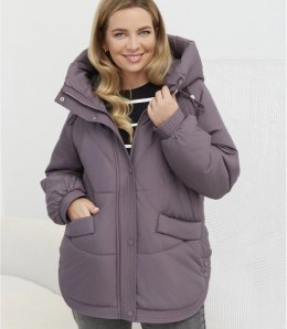 Kurtka zimowa damska pikowana z kapturem KORNELIA (Fioletowy)