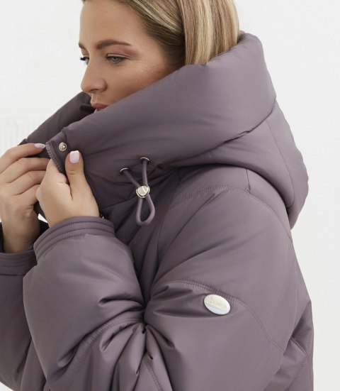 Kurtka zimowa damska pikowana z kapturem KORNELIA (Fioletowy)