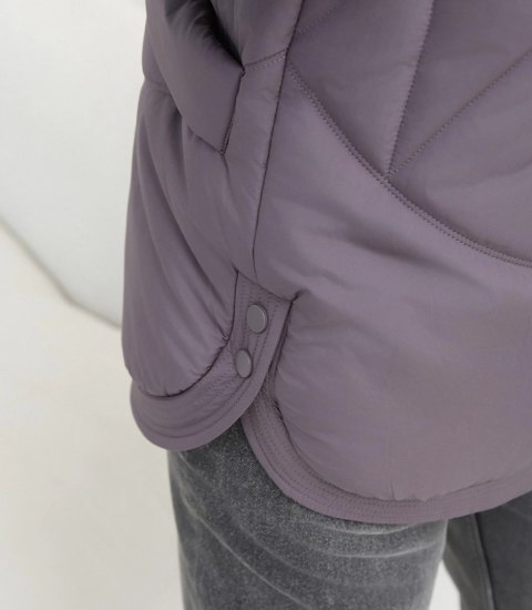 Kurtka zimowa damska pikowana z kapturem KORNELIA (Fioletowy)