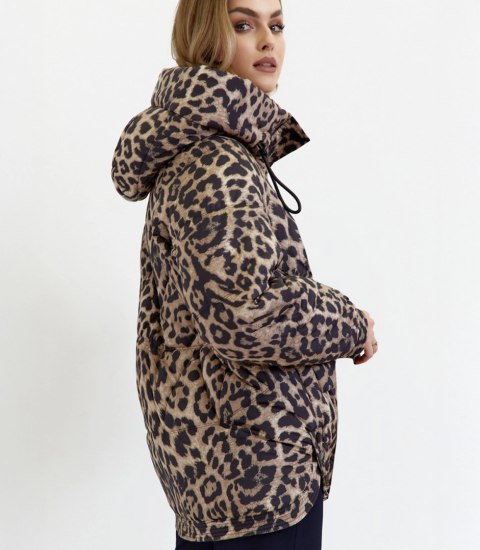 Kurtka zimowa damska pikowana z kapturem KORNELIA (Wielokolorowy)