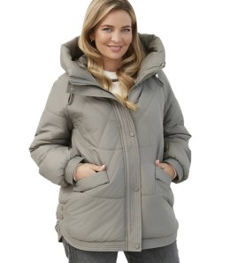 Kurtka zimowa damska pikowana z kapturem KORNELIA (Zielony)