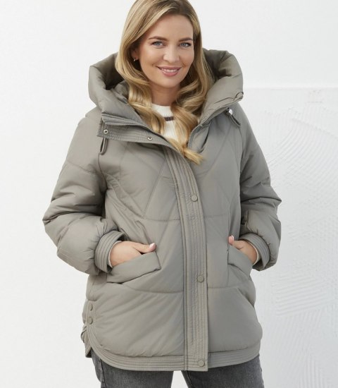 Kurtka zimowa damska pikowana z kapturem KORNELIA (Zielony)