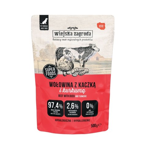 Wiejska Zagroda Wołowina z kaczką karma mokra dla psa 500g