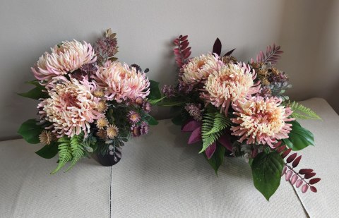 Zestaw stroiki na cmentarz grób bukiet + miska na wszystkich świętych