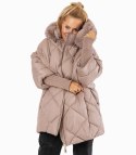 Kurtka zimowa oversize z kapturem i futerkiem NORDIC PUFF (Beżowy) XXL (44)