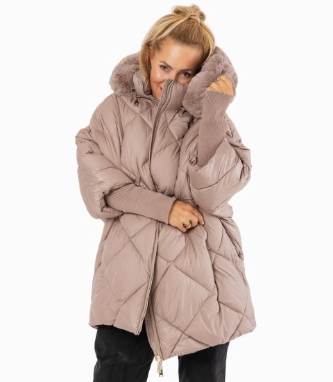 Kurtka zimowa oversize z kapturem i futerkiem NORDIC PUFF (Beżowy) XXL (44) Kurtka zimowa oversize z kapturem i futerkiem NORDIC PUFF (Beżowy) XXL (44)