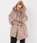 Kurtka zimowa oversize z kapturem i futerkiem NORDIC PUFF (Beżowy) XXL (44)