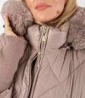 Kurtka zimowa oversize z kapturem i futerkiem NORDIC PUFF (Beżowy) XXL (44)