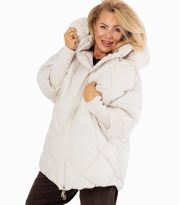 Kurtka zimowa oversize z kapturem i futerkiem NORDIC PUFF (Biały) XXL (44)