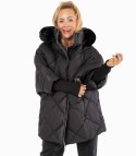 Kurtka zimowa oversize z kapturem i futerkiem NORDIC PUFF (Czarny) XXL (44)