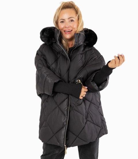 Kurtka zimowa oversize z kapturem i futerkiem NORDIC PUFF (Czarny) XXL (44) Kurtka zimowa oversize z kapturem i futerkiem NORDIC PUFF (Czarny) XXL (44)