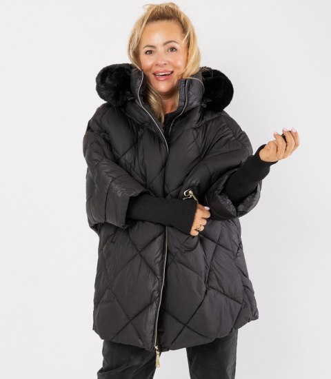 Kurtka zimowa oversize z kapturem i futerkiem NORDIC PUFF (Czarny) XXL (44) Kurtka zimowa oversize z kapturem i futerkiem NORDIC PUFF (Czarny) XXL (44)