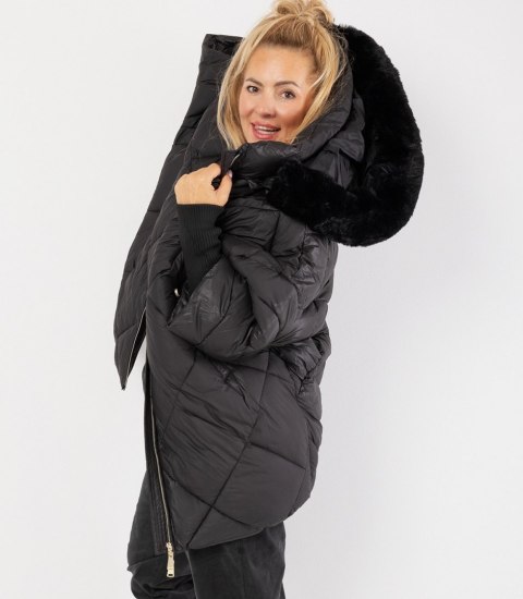 Kurtka zimowa oversize z kapturem i futerkiem NORDIC PUFF (Czarny) XXL (44) Kurtka zimowa oversize z kapturem i futerkiem NORDIC PUFF (Czarny) XXL (44)