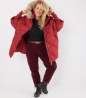 Kurtka zimowa oversize z kapturem i futerkiem NORDIC PUFF (Czerwony) XXL (44)